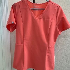 FIGS Scrubs : Women TOP Amapa Hot Coral Size S
